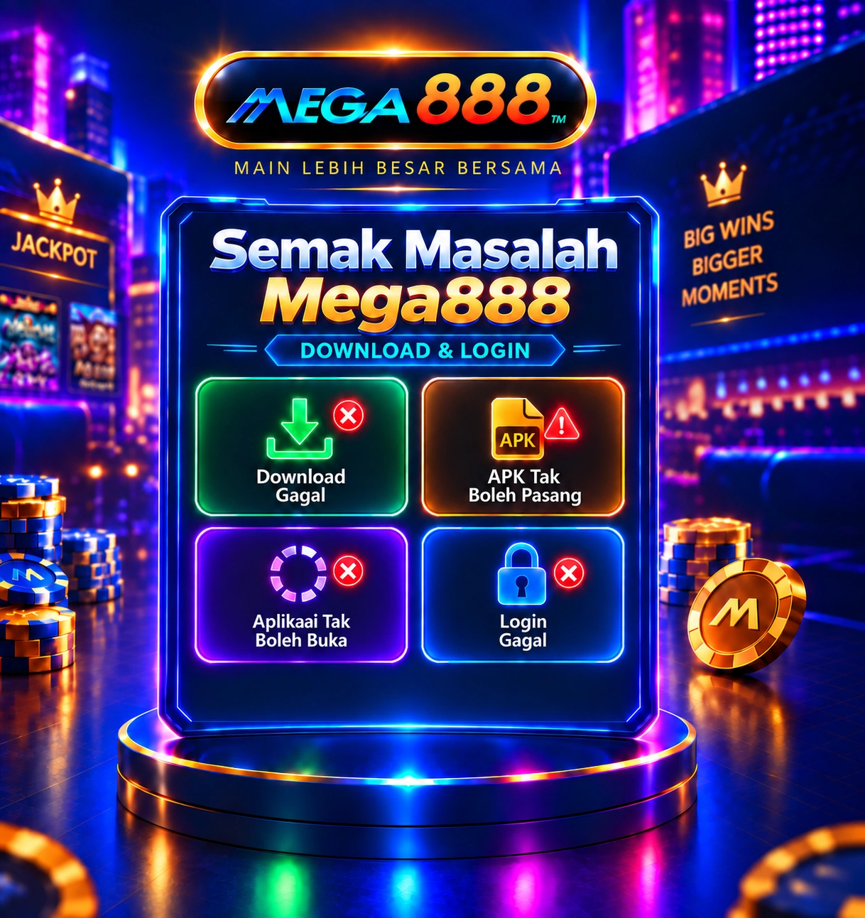 Antara muka aplikasi Mega888